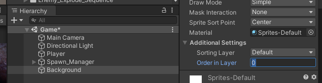 Background object with Order in Layer zero